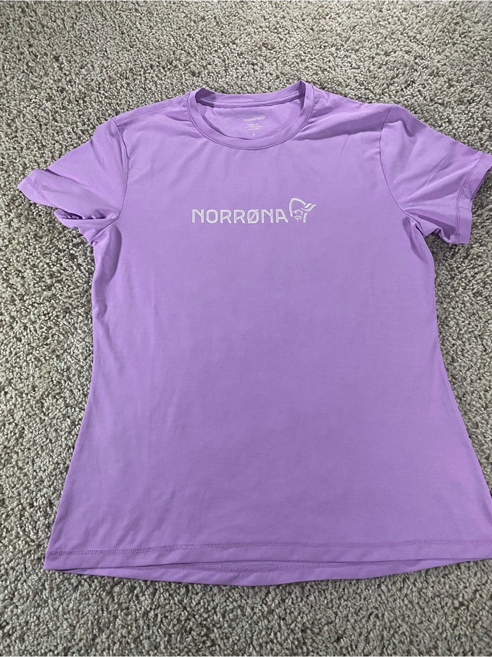 Women's Norrona /29 Tech Lavender Logo Tee Shirt Top Gorpcore